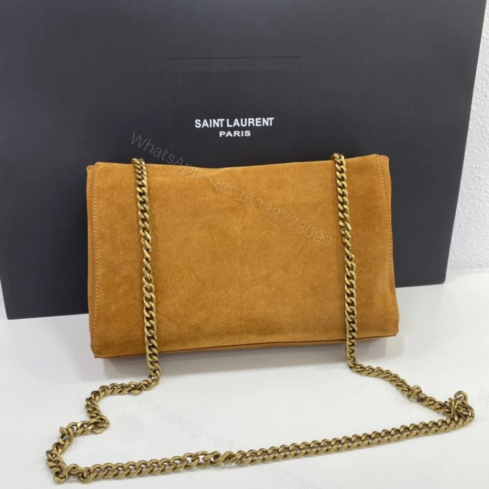 View 4 of Saint Laurent Kate Medium Reversible Chain Bag In Suede Tan 28Cm