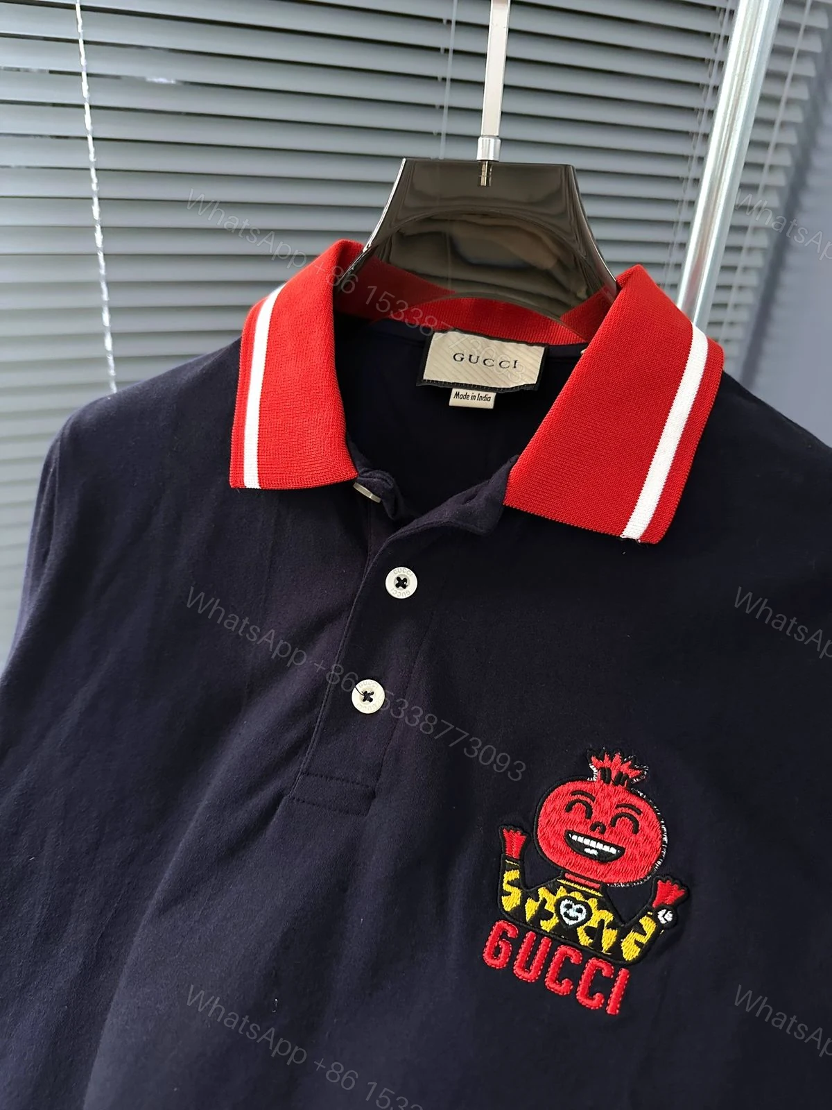 View 2 of Gucci Imported Nylon Lycra Polo Black First Copy | AAA+ Export Quality Replica