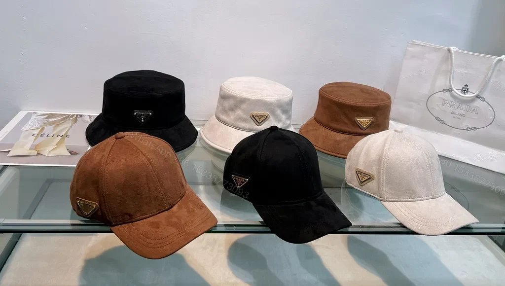 View 4 of Mist Gray Soft-Edge Bucket Hat with Prada Accent, Lux Casual