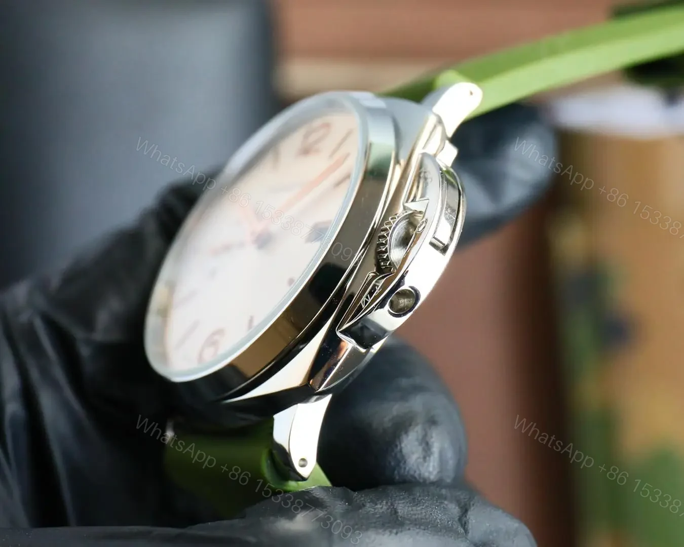 View 5 of Panerai Luminor Due Green Strap Watch White Dial Ultimate 42MM PAN-LD-WHT-GRN-RUB-42