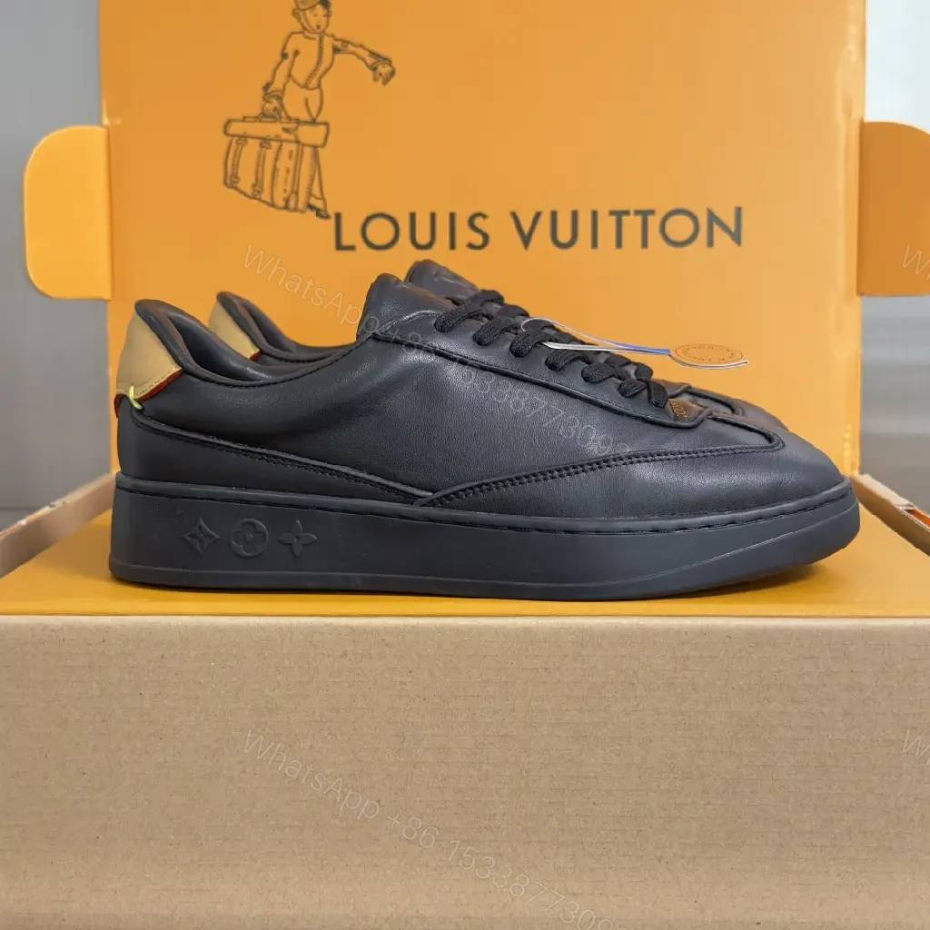 View 5 of Black Calf Leather Low-Top Sneakers Minimal Luxury Detail