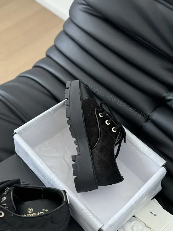 View 3 of Chanel-Inspired Black Knit Low-Top Sneakers: All-Day Comfort