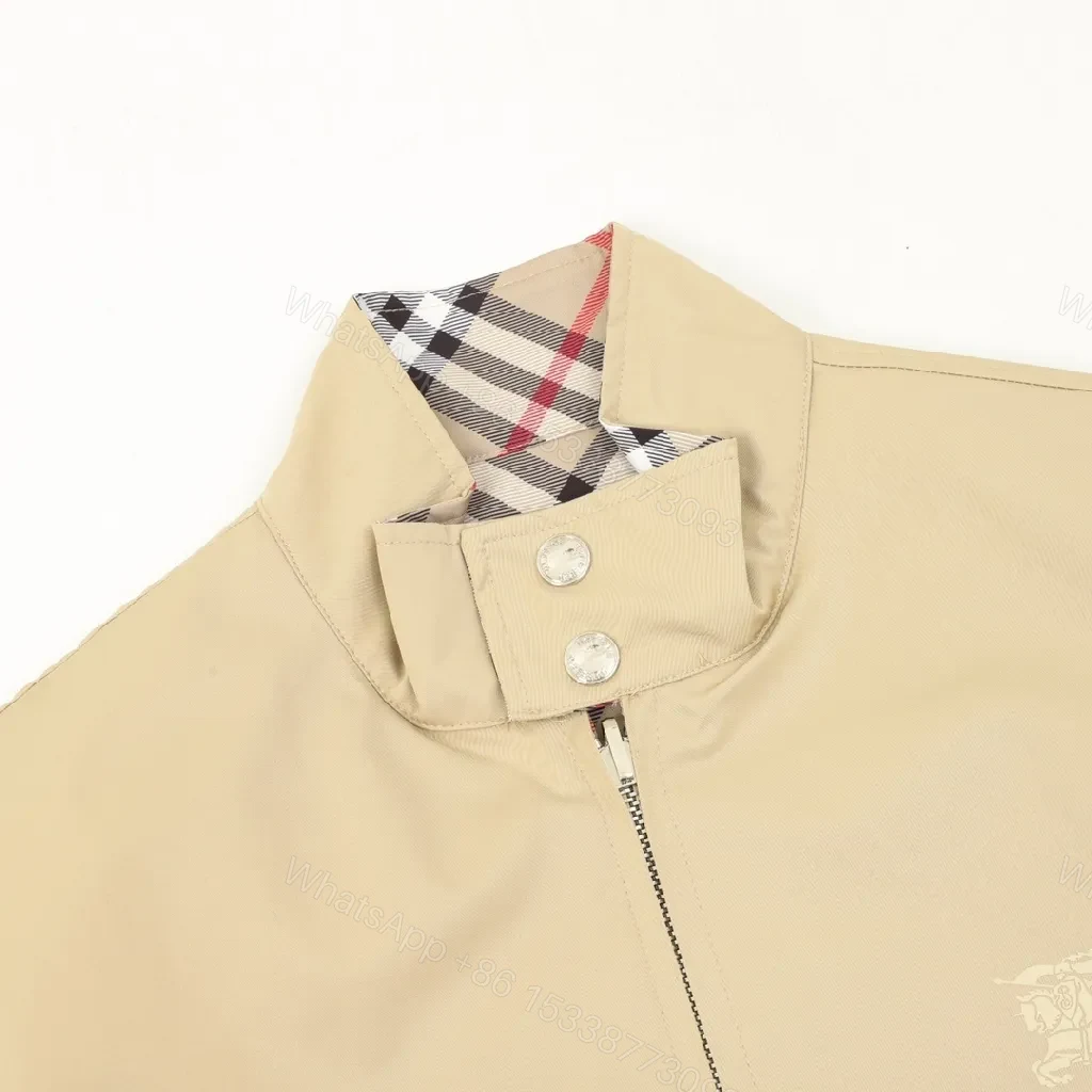 View 9 of Neutral Windbreaker | Lightweight Beige Shell with Check Detail