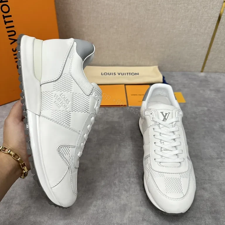 View 9 of White Leather LV-Inspired Sneaker â€“ Luxe Everyday Comfort