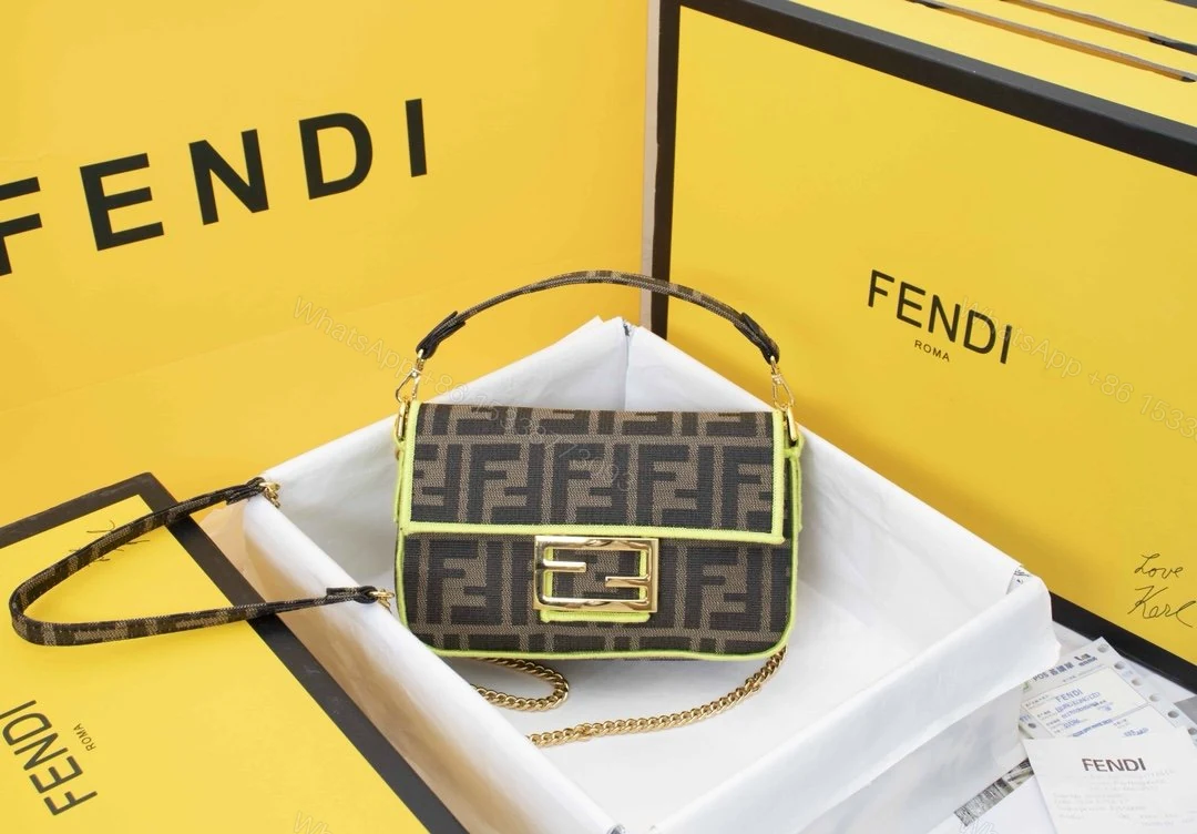 Fendi Baguette Brown Fabric Bag — view 1