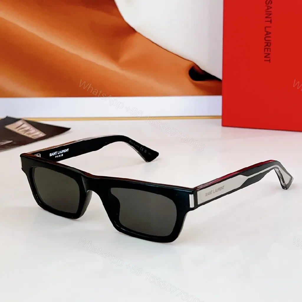 View 2 of Amber-Accent Modern Edge Sunglasses - Lightweight, Rectangular Frame