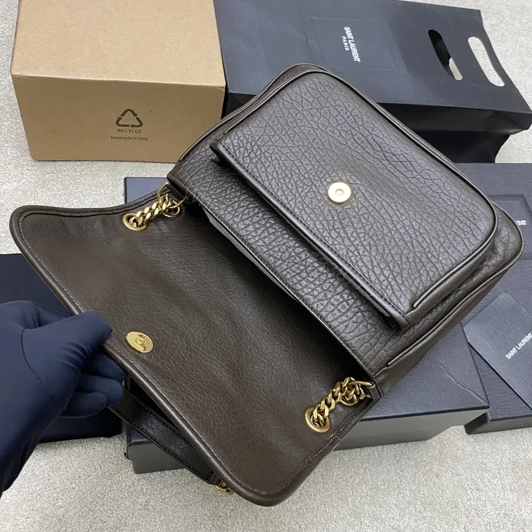 View 9 of Chic Palm-Texture Crossbody Purse with Gold Chain Effortless Luxury