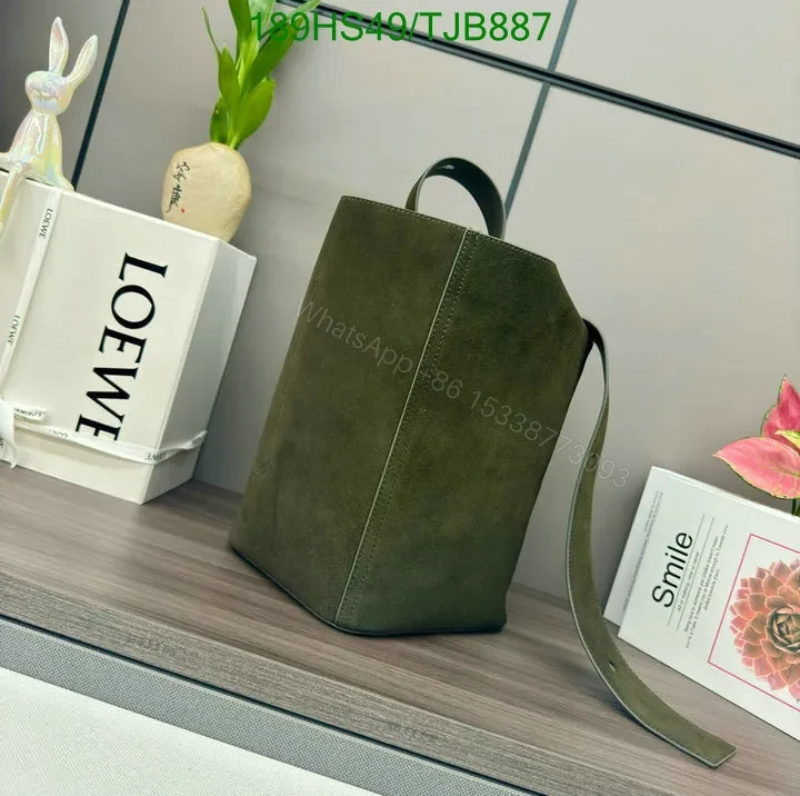 View 4 of Loewe Tobacco Pebble Bucket Bag crafted from Suede Calfskin EA5287