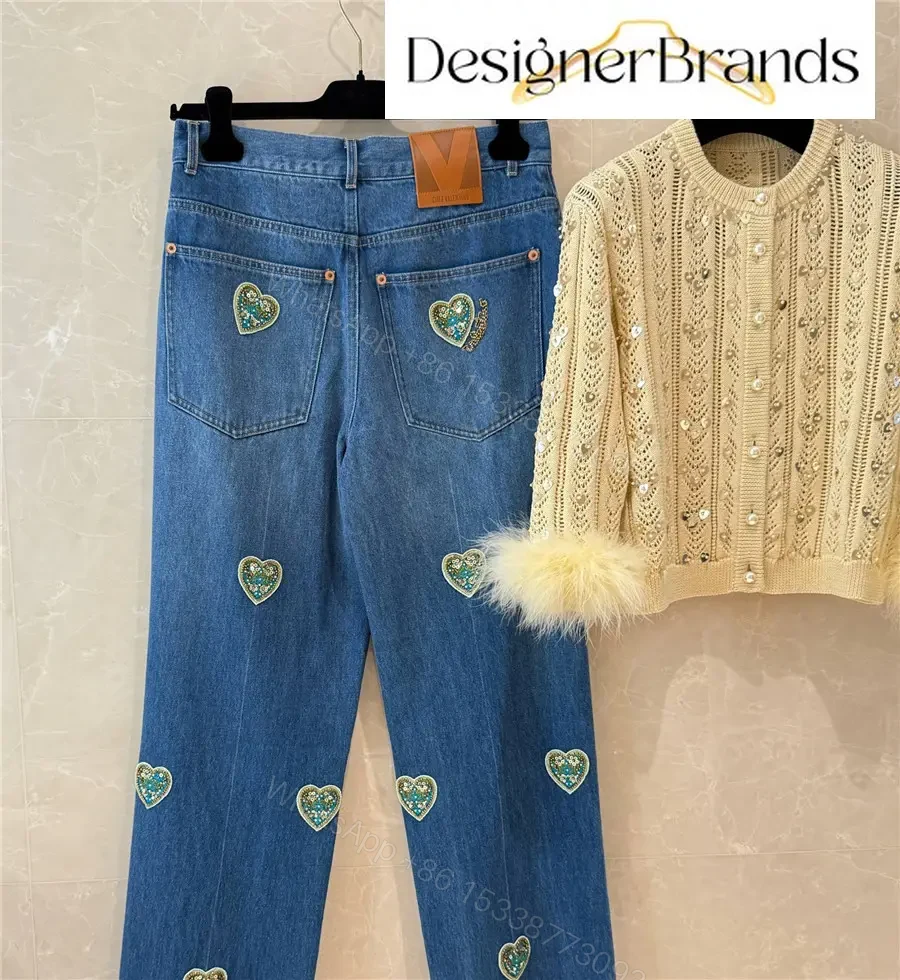 View 4 of Valentino Garavani Embroidered Straight-Leg Jeans