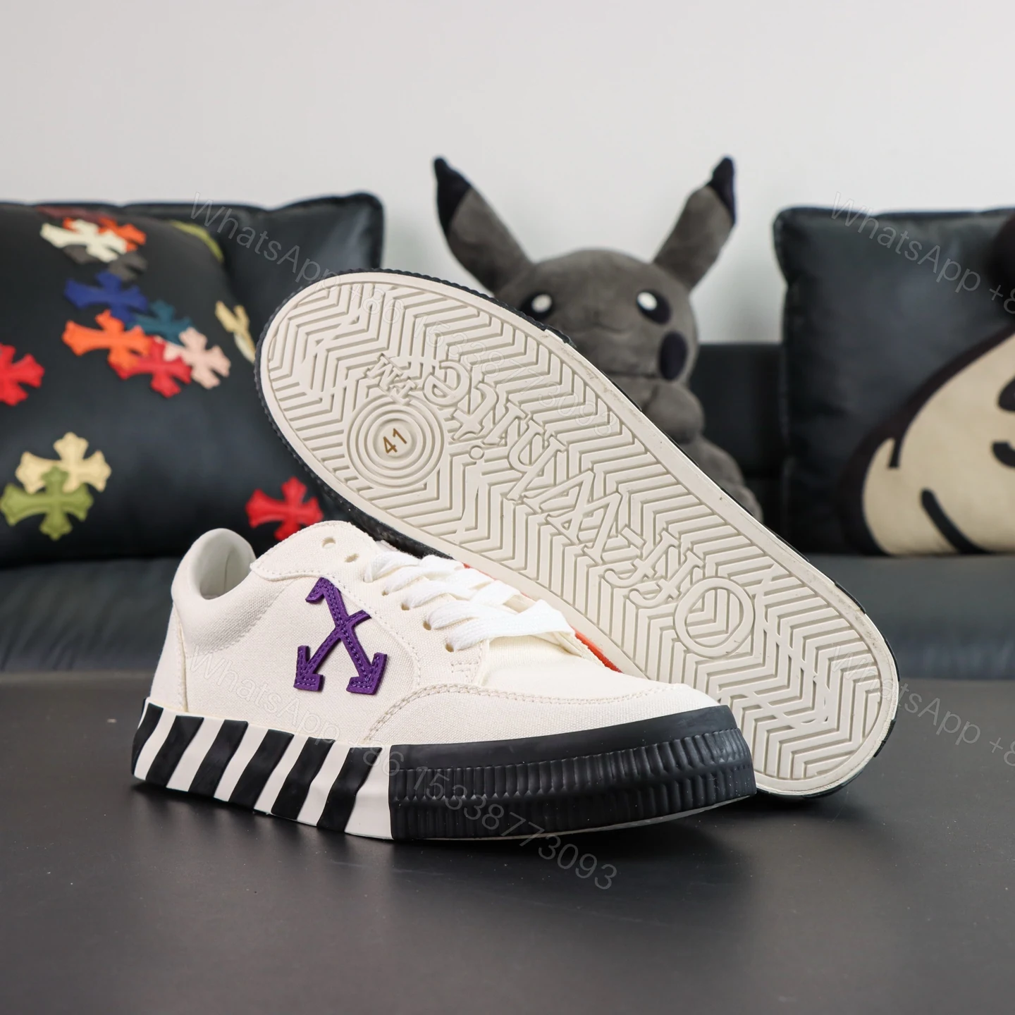 View 3 of Off White Low Vulcanised White Purple