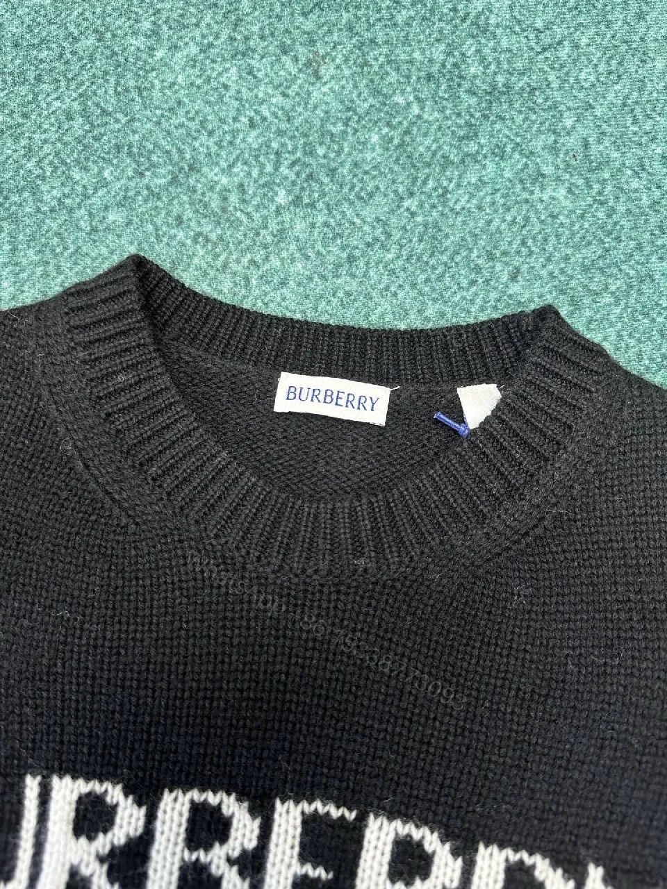 View 9 of Lux Knit Crewneck with Burberry Graphic: Rich Texture, Luxe Style