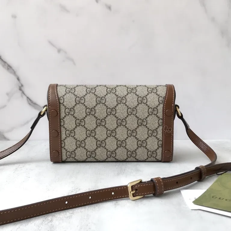 View 9 of Compact Monogram Crossbody: GG Supreme Canvas, Leather Trim