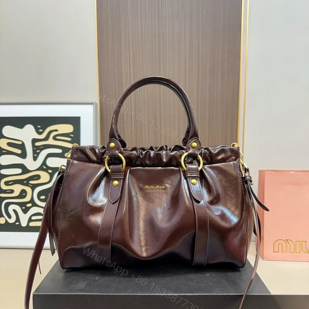 View 2 of MIU MIU SIDE RIBBON 2WAY HANDBAG BURGUNDY 33CM