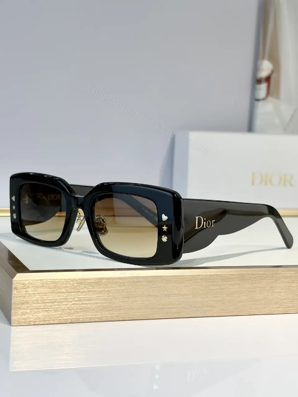 View 4 of Oversized Black Gold Sunglasses – Luxe Dior-Inspired Glam