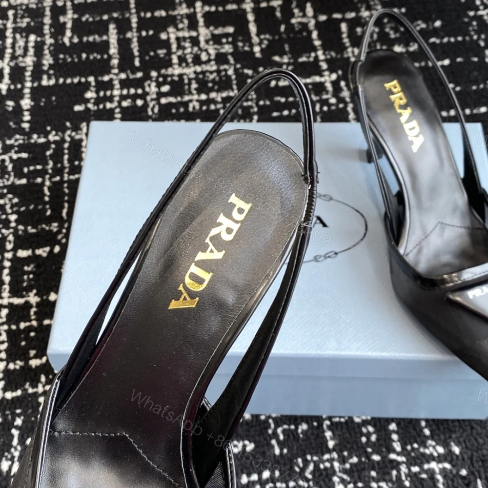 View 8 of 高仿Prada*1I891N尖頭露跟高踭鞋7.5CM黑色免檢版