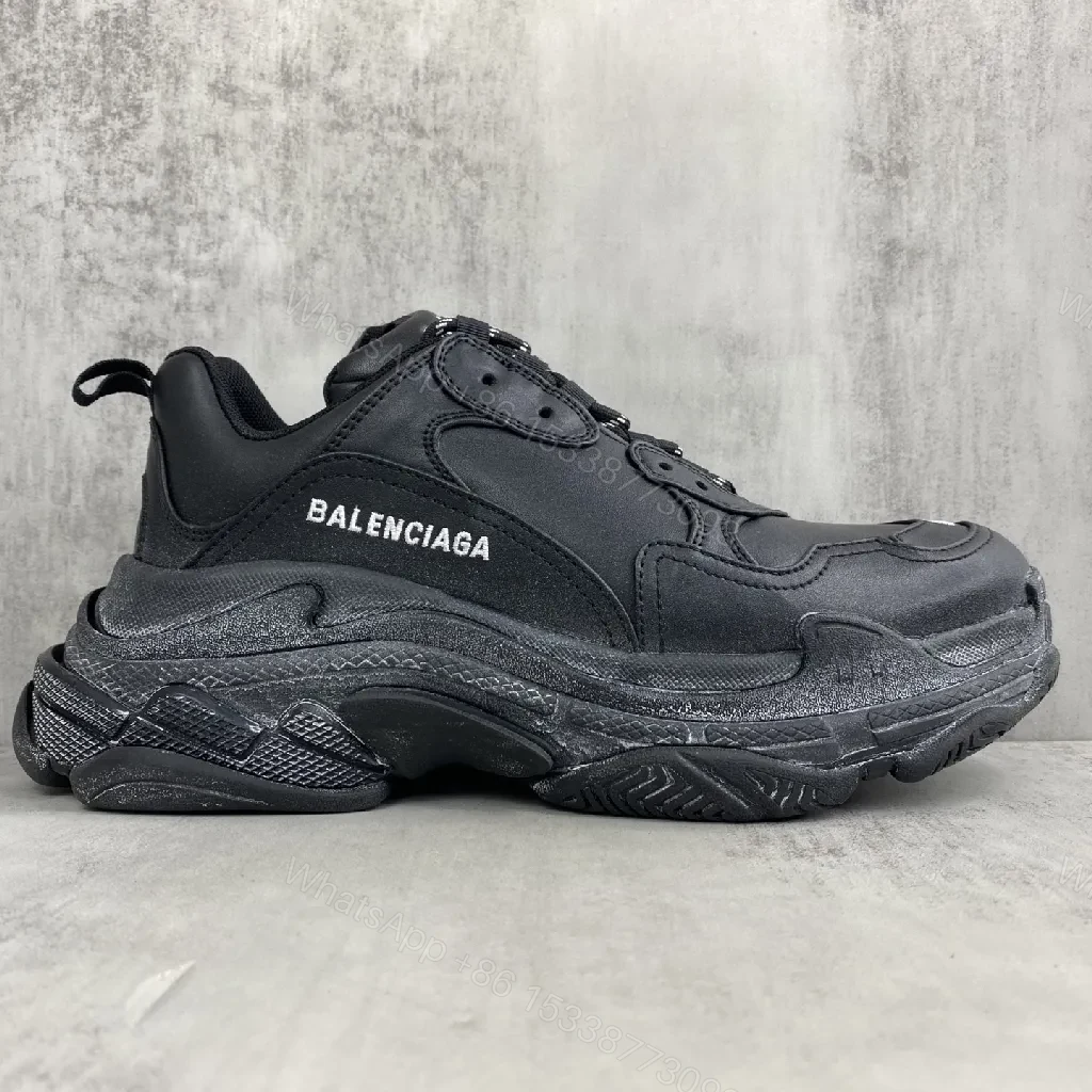 View 8 of Chunky Black Leather Textured Runways: Luxe Comfort Sneakers