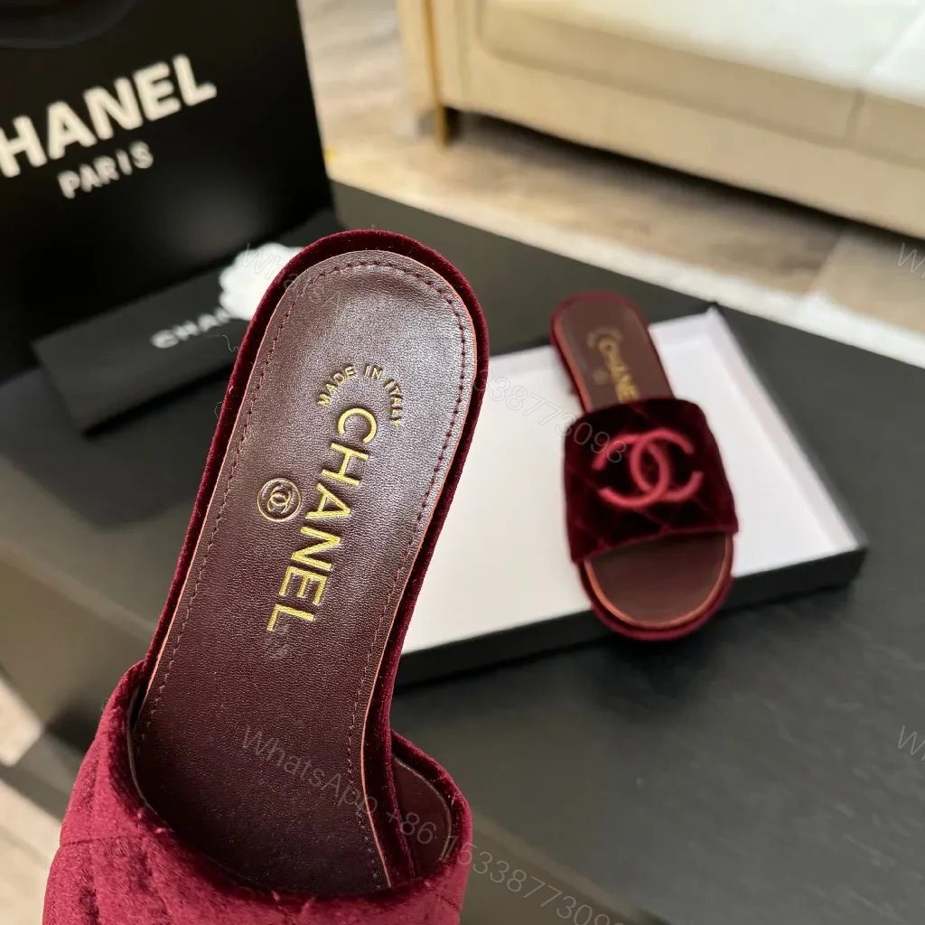 View 8 of Velvet Luxe Slides with Subtle Logo – Rich Comfort Glide