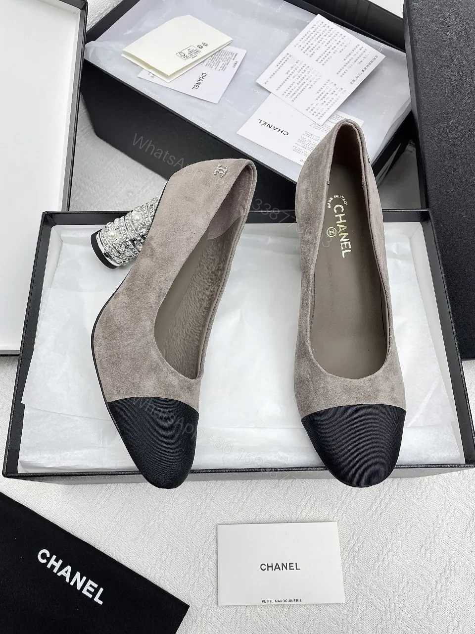 View 3 of Suede Pumps with Embellished Heel – Subtle Texture, Bold Statement