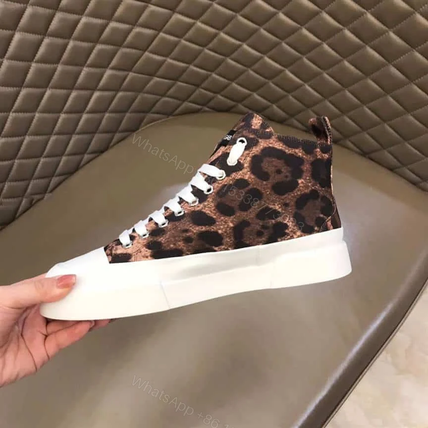 View 4 of DOLCE AND GABBANA COTTON DRILL PORTOFINO LIGHT MID-TOP SNEAKERS WITH LEOPARD PRINT – DG110