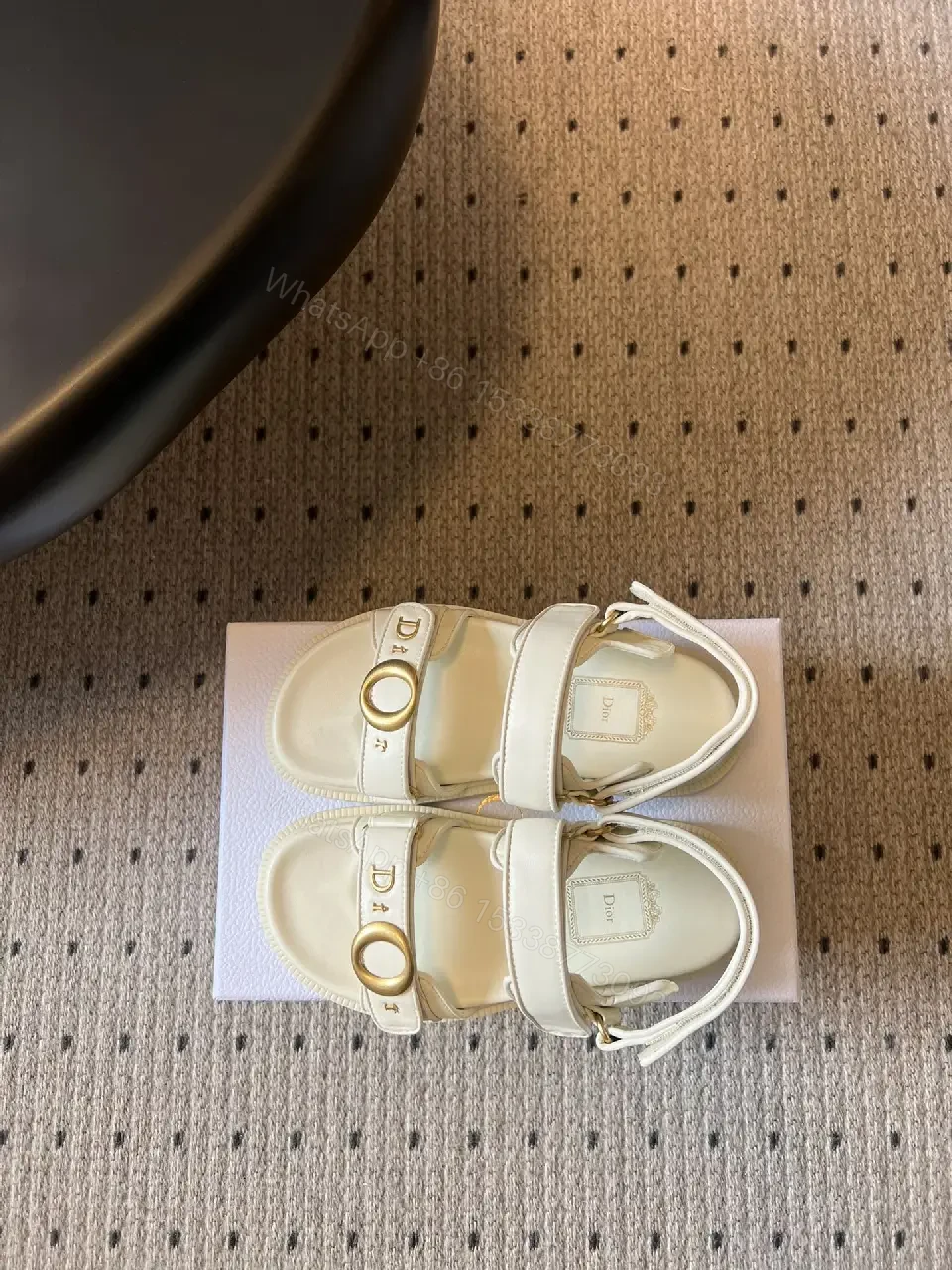 View 3 of Chic White Leather Sandals with D‐Ring Hardware
