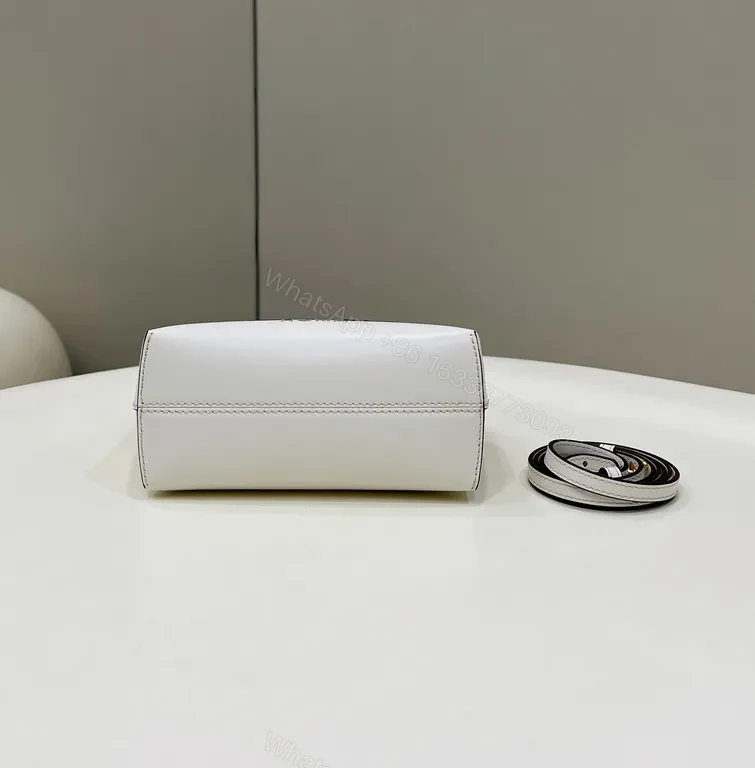 View 5 of White Fendi Mini Bag: Rhinestone Logo, Tortoiseshell Handle