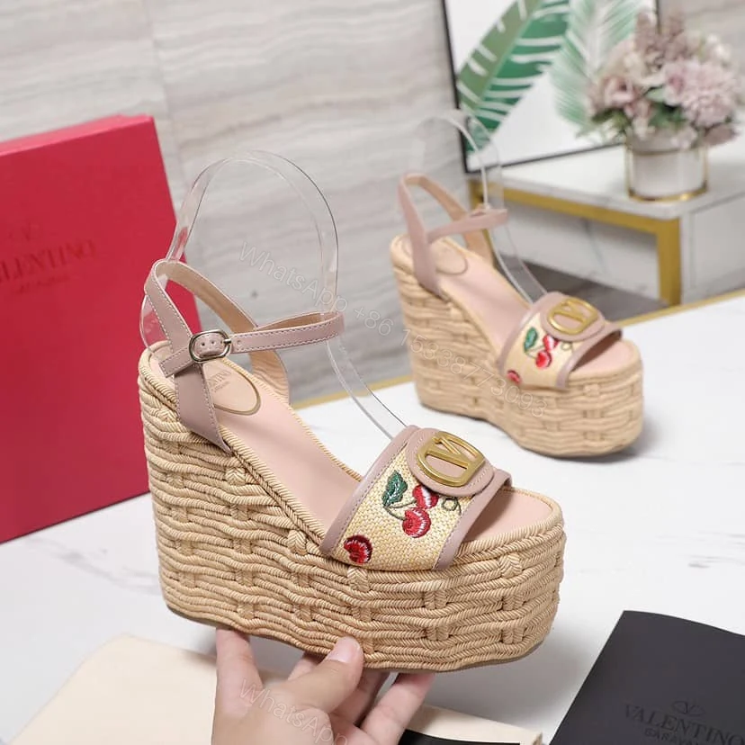 View 3 of VALENTINO GARAVANI NATURAL LOGO WEDGES SANDAL BEIGE 6W0S0LY9CEC32H