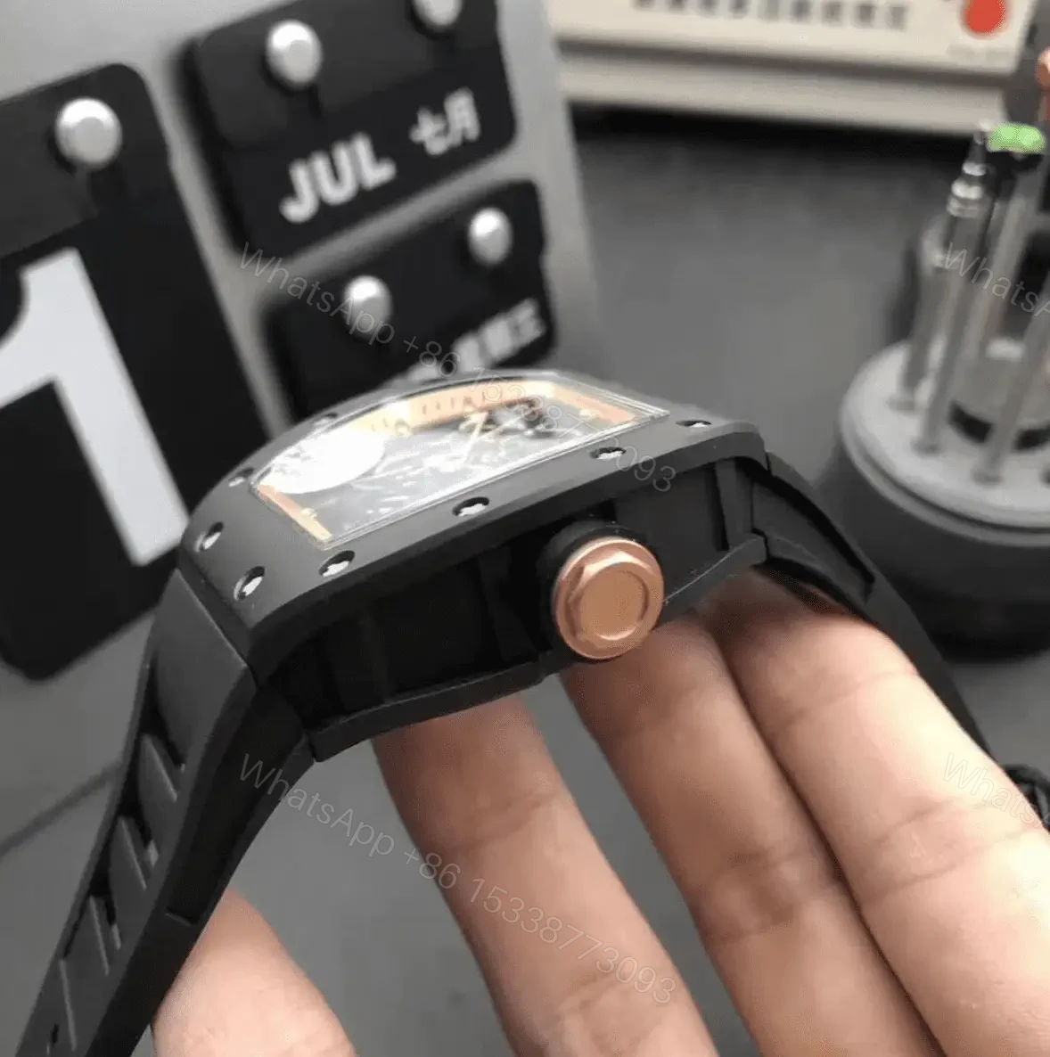 View 4 of Richard Mille Swiss Clone RM55 KV Ceramic Rose Gold Skeleton Dial