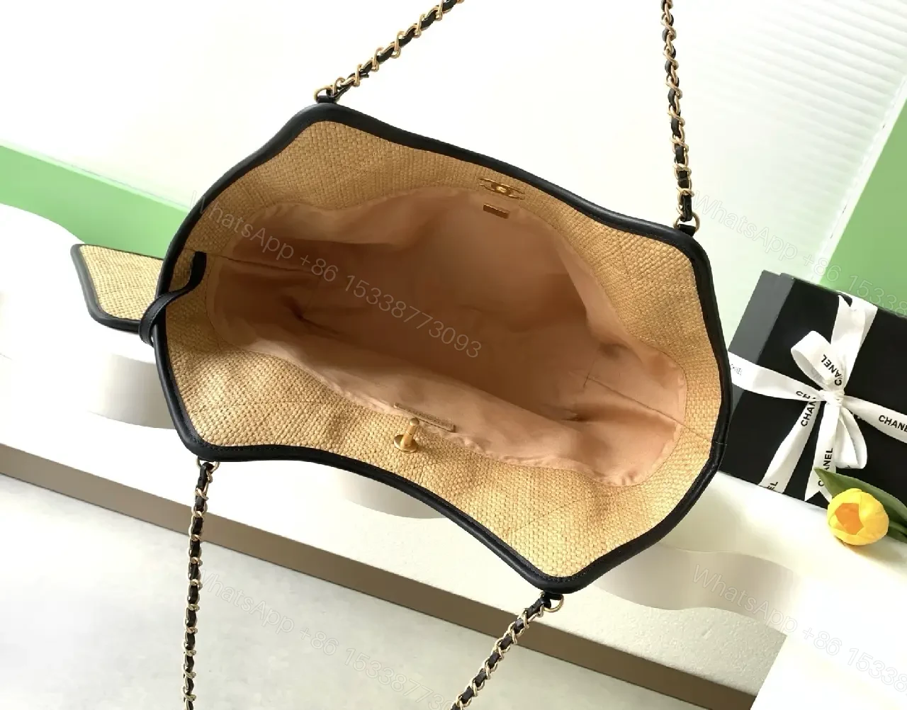 View 8 of Effortless Everyday Luxury Handbag: Woven Texture, Chain Details