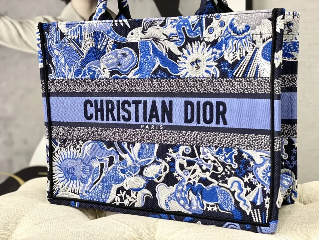 View 5 of Bold Blue Dior Tapestry Tote â€“ Luxe, Practical Carryall