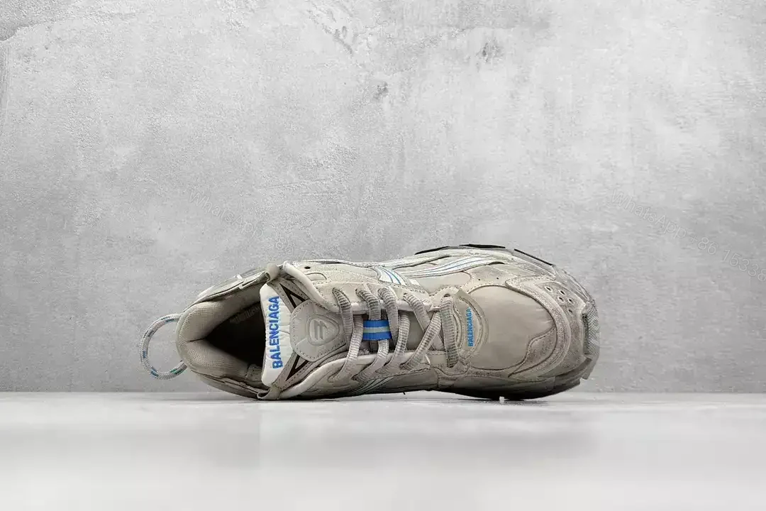 View 2 of BALENCIAGA RUNNER SNEAKER IN TAUPE/BLUE – BB264