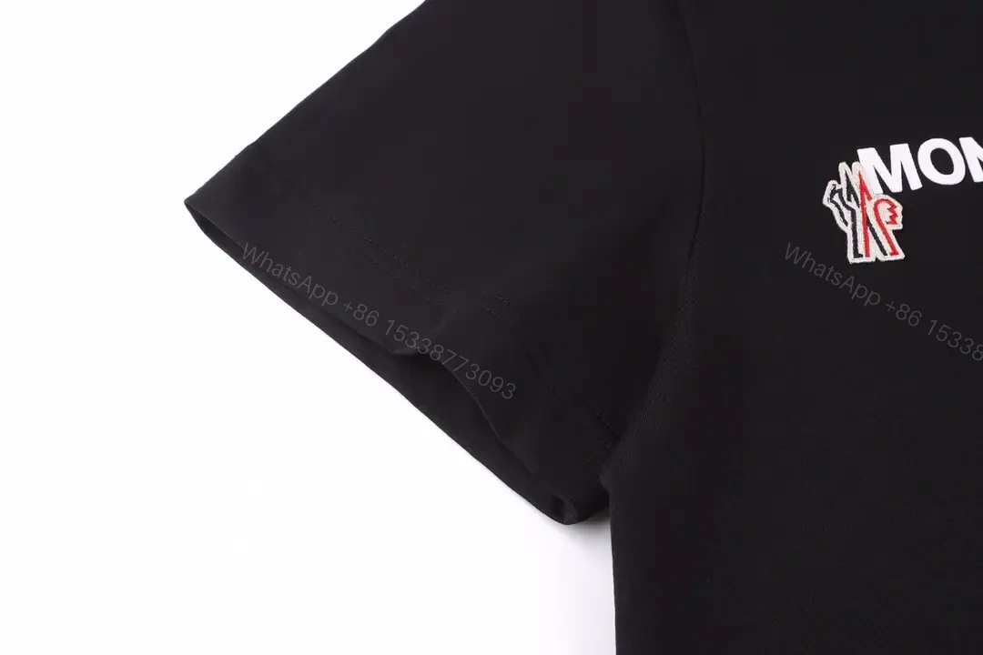 View 4 of Black Cotton Relaxed Fit Tee with Chest Text Graphic and Emblem - T-Shirt