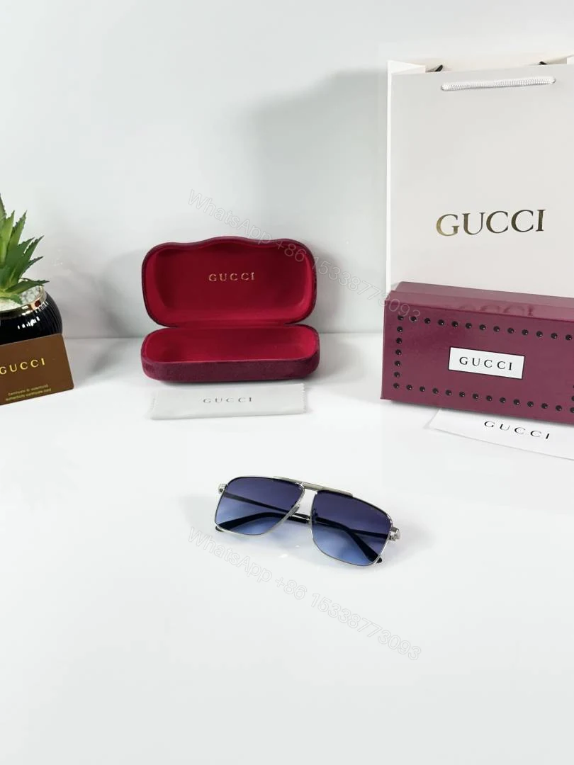 View 4 of First Copy Gucci 0840 Silver Blue Sunglasses