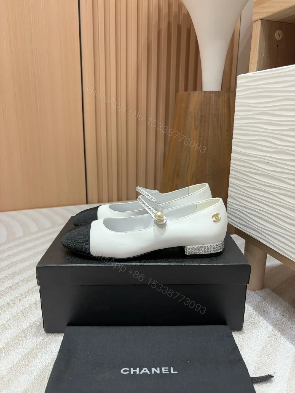 View 7 of Two-Tone Pearl-Accent Mary Jane Flats