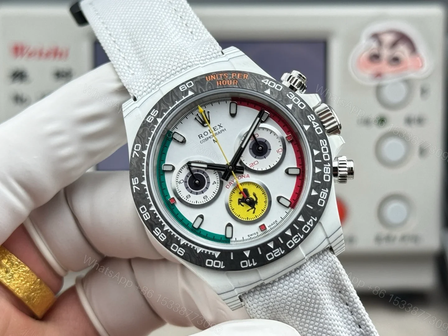 View 2 of SJ 2700 HEH Carbon Fiber Daytona R74 Rolex Custom Edition 40mm RG-ROLEX-DAYTONA-WHITE-DIAL