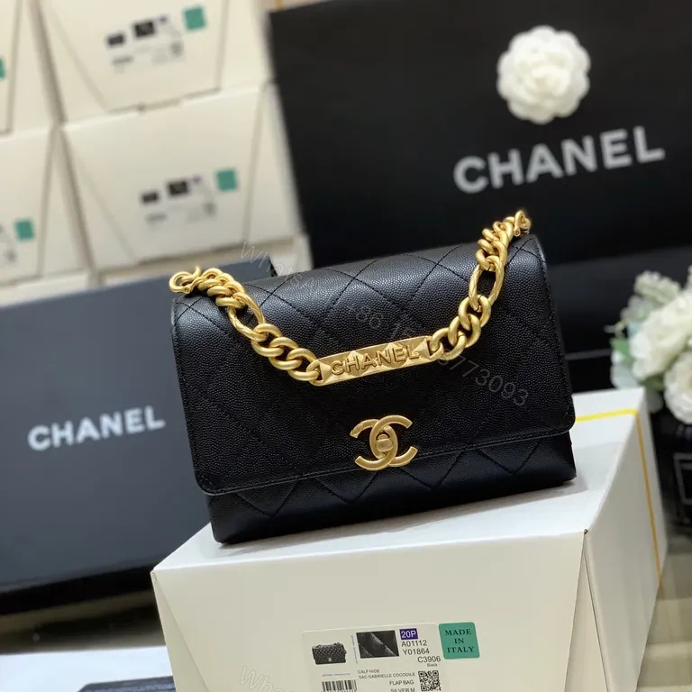 View 8 of Chanel-Inspired Quilted Black Leather Shoulder Bag