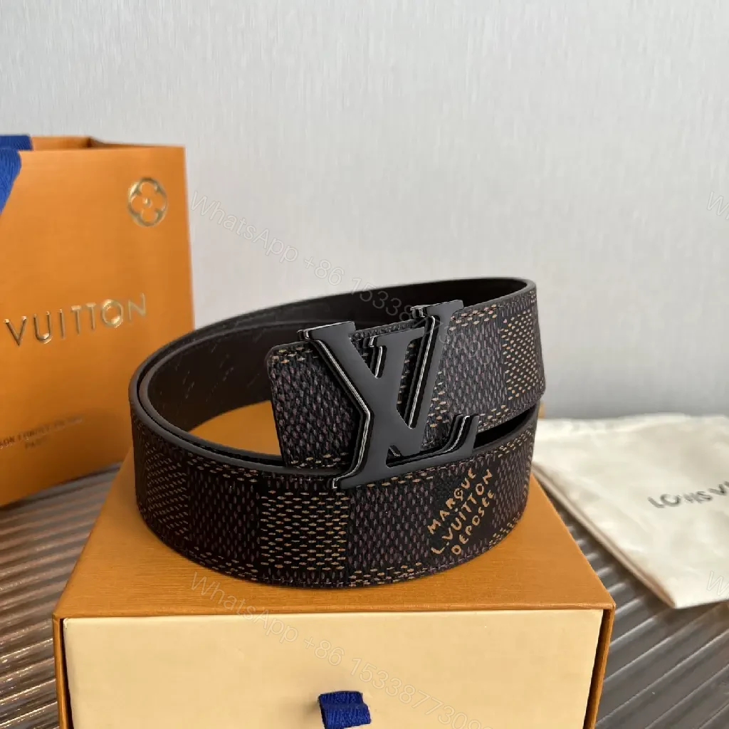 View 6 of Dark Gray Speckled Belt with LV Monogram Buckle Belt