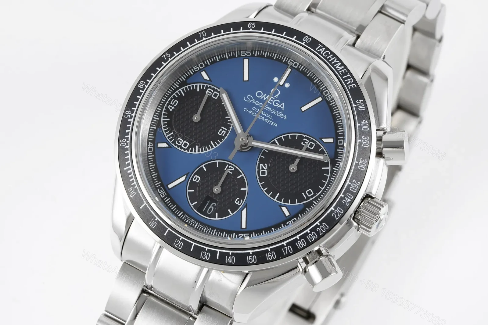 View 3 of Omega Speedmaster Series 326.32.40.50.06.001 Chronograph Watch Blue Dial Stainless Steel Bracelet Multifunction Design