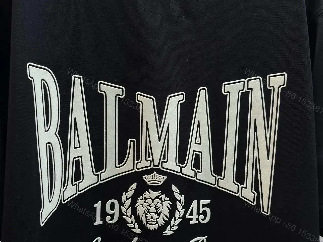 View 6 of Black Cotton Tee + Oversized Logo + Streetwear + Balmain-inspired Graphic + T-Shirt