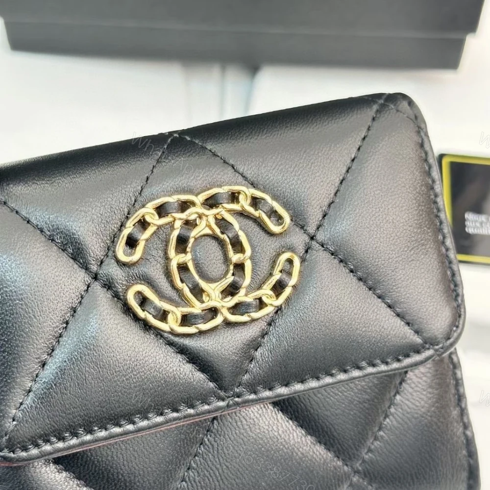 View 3 of Chanel 19 Flap Card Holder Black 11Cm AP1790 B04852 94305