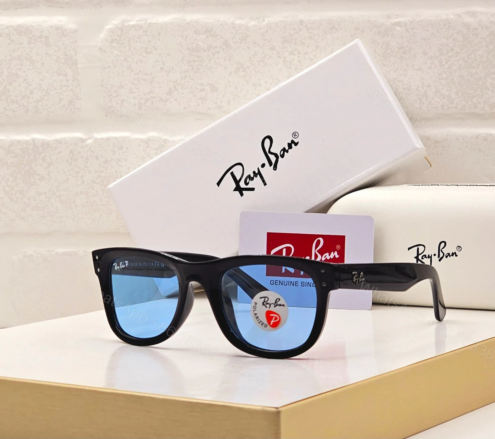 View 2 of Ray-Ban Wayfarer Blue-Pink Acetate Sunglasses