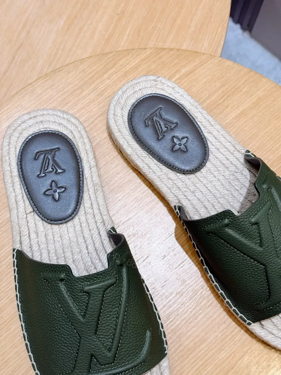 View 7 of Patterned Leather Slides – Embossed Crest, Contoured Comfort, Luxury Style
