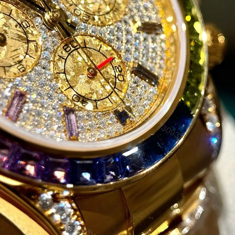 View 5 of Rolex Daytona 40mm Super Clone Moissanite & Synthetic Gemstone 18K Gold Wrapped Super Clone