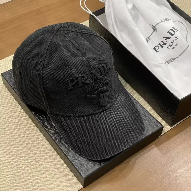 Prada Black Cap — Subtle Logo, Structured Luxury Cap — view 1