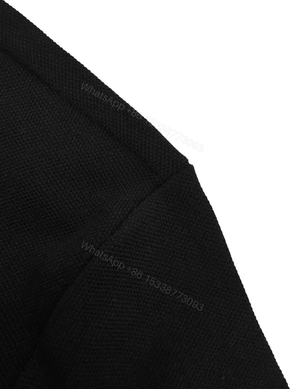 View 10 of Black Knit Polo Shirt with Classic Collar, Matte Finish
