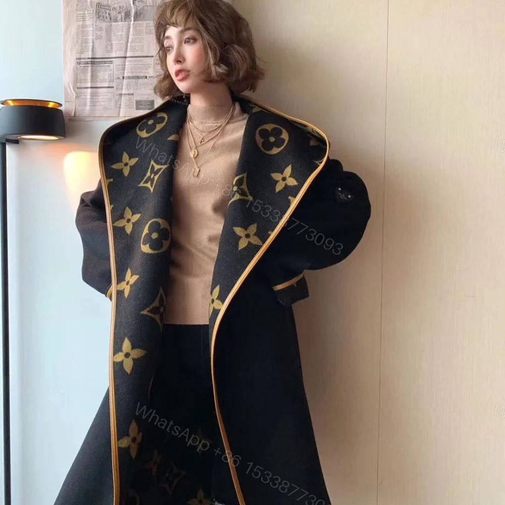View 6 of Louis Vuitton Hooded Wrap Coat Monogram Wool In Black