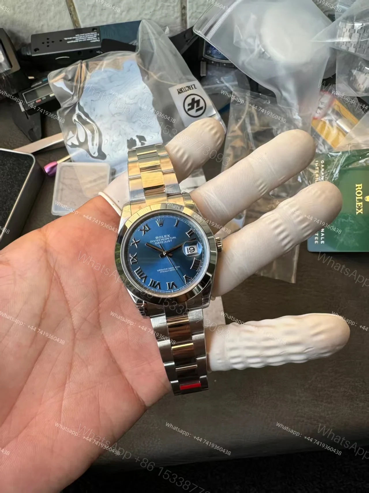 View 15 of Rolex Datejust M126300-0017 1:1 Replica Azzurro Blue Roman Dial Oyster 41MM 3235 Movement Super Clone Watch