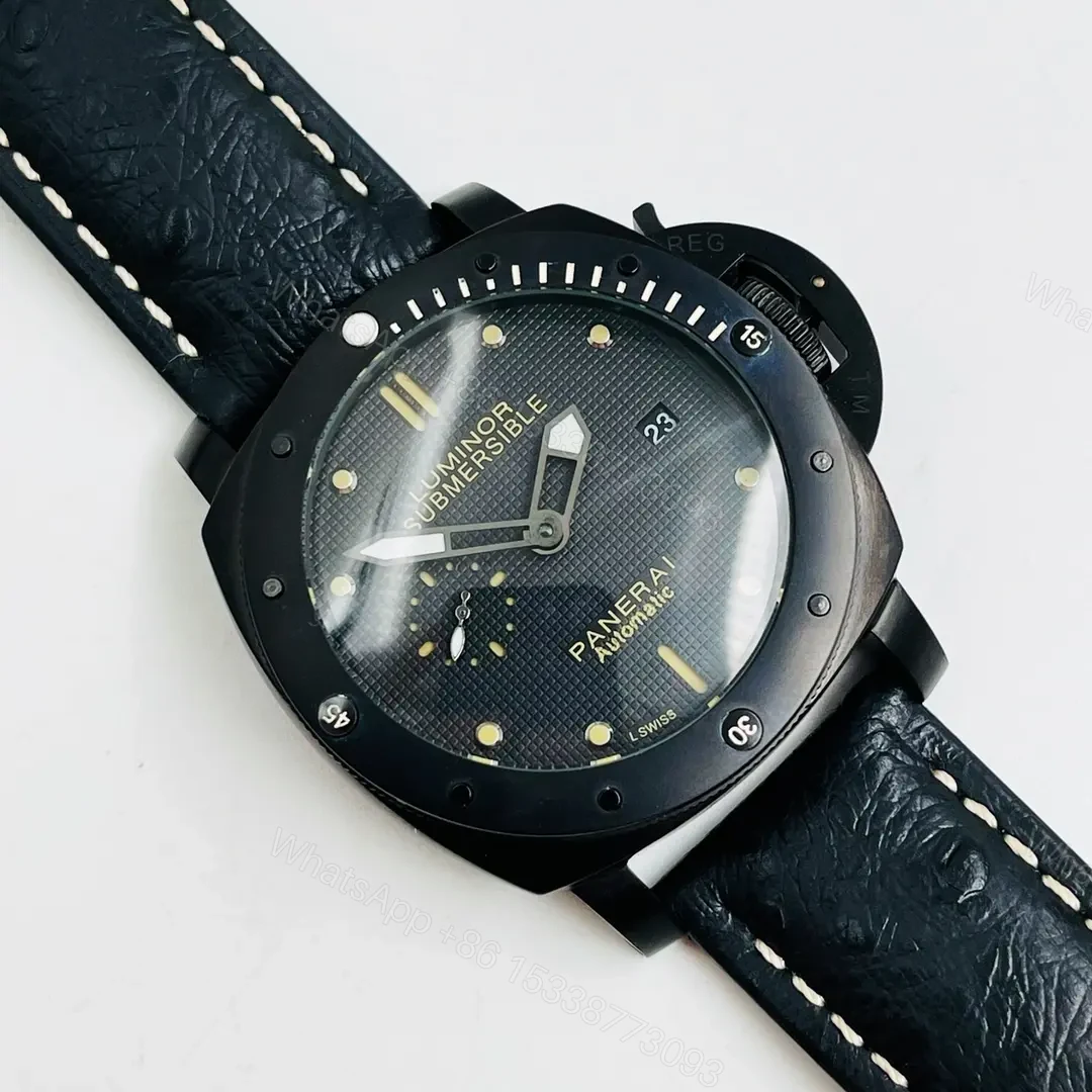 View 2 of GF Factory Panerai Luminor Submersible Automatic Black Dial 316L Stainless Steel Case Leather Strap Watch