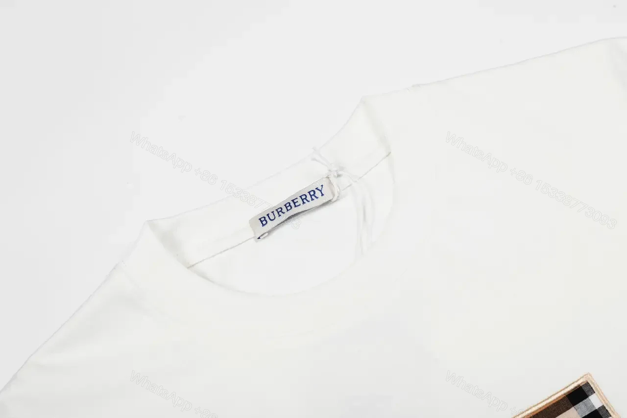 View 5 of White Plaid Logo Graphic Tee, Premium Cotton, Casual Luxe