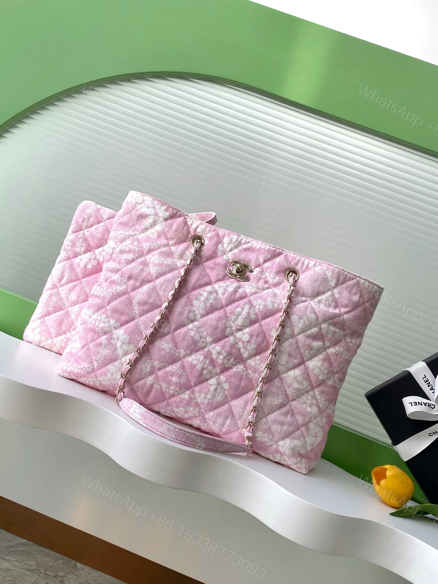 CHANEL 高仿女士花紋托特包 氛圍感大容量手提包 新品溫柔粉色通勤百搭款 — view 1