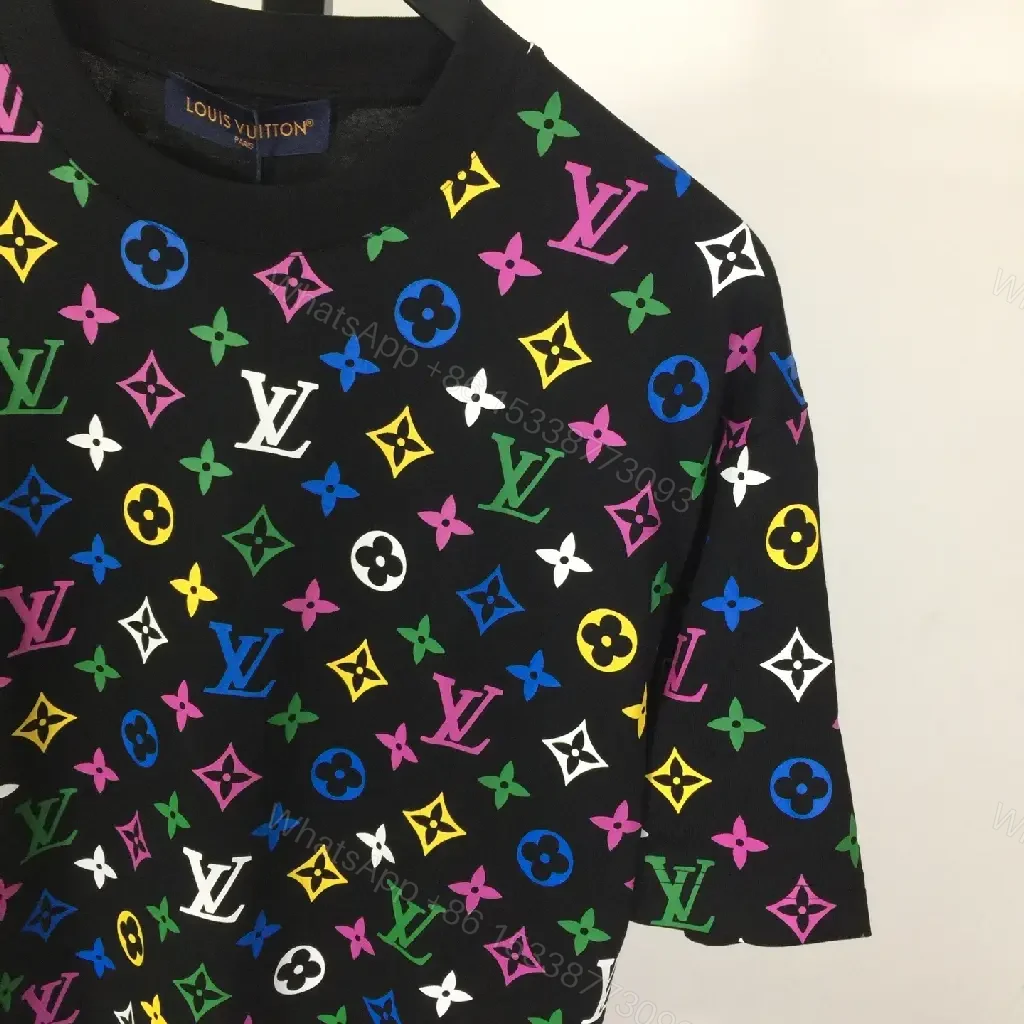 View 5 of Multicolor Monogram Knit Tee: Bold Luxury Street Style Top
